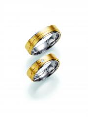 585 Graugold , seidenmatt / poliert,  Fischer Blanco oro amarillo Los anillos de boda
